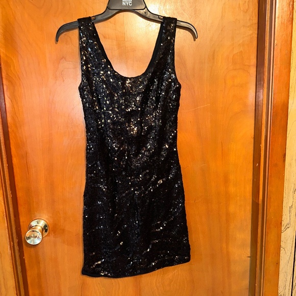Black Sequin Mini Dress - Picture 1 of 2